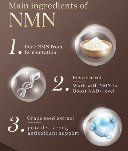 Best NMN Supplement with Resveratrol & Grape Seed Extract – 120 Acid-Resistant Capsules for Energy & Longevity